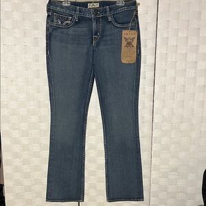 PRVCY Blue Low Rise Boot Cut Jeans